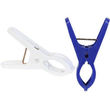 4 inches Clamps Essentials Jumbo Plastic Clothespin Blue and White 2 Pack 6 count/12 Total 